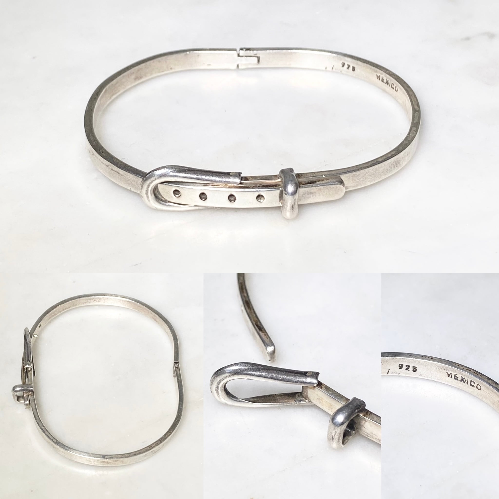 vintage mexican silver belt design bangle (size17.3cm~18.6cm, 16.47g) |  NOIR ONLINE powered by BASE