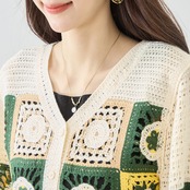 reve bleu クロシェ編みカーディガン (M~L) イエロー