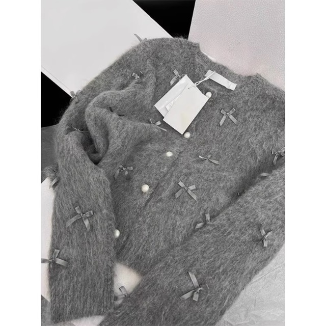 即納商品　gray ribbons cardigan ＜t1740＞　M