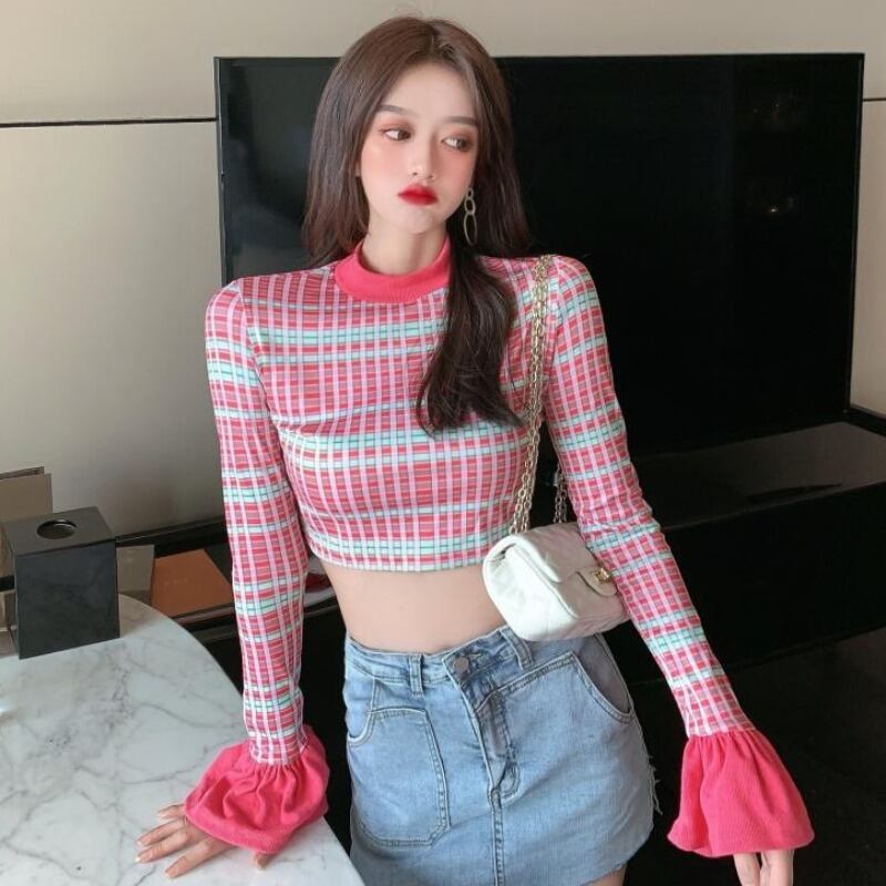 ショートシャツ トップス オータムウィンターラウンドネックTシャツ ロング 秋物 冬物 Oネック YY-ファッション69978054122