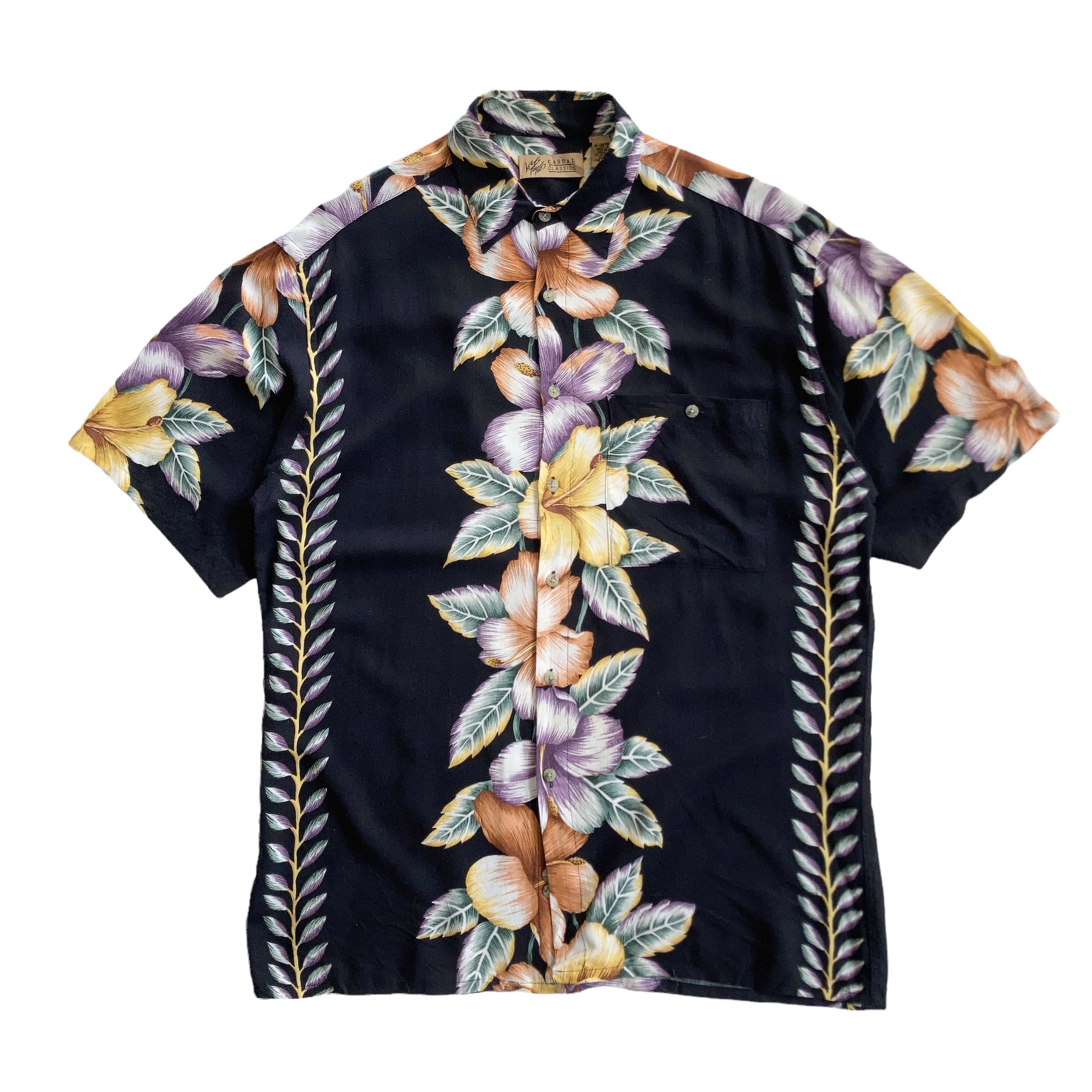 ボーダーパターン ブラックアロハシャツ RAYON SIZE M【0601A93 ボーダーパターン ブラックアロハシャツ RAYON SIZE M【0601A93