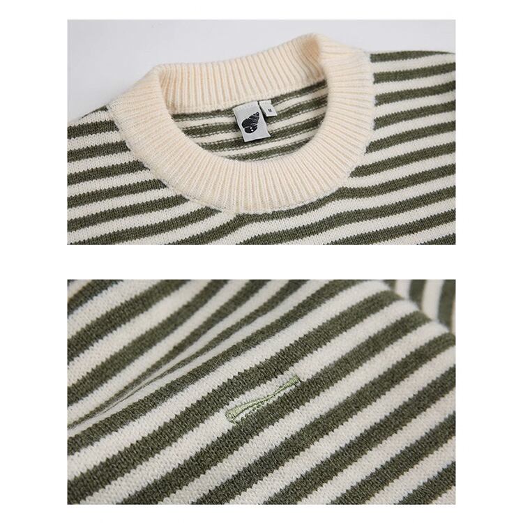 ★RETRO STRIPED LONG SLEEVE SWEATER　　　A0833
