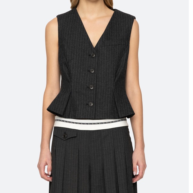 SEA NY　JOHANNA PINSTRIPE VEST　GREY