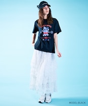 HAPPYスカルプリントベーシックTシャツ (BLACK) CQ-46096