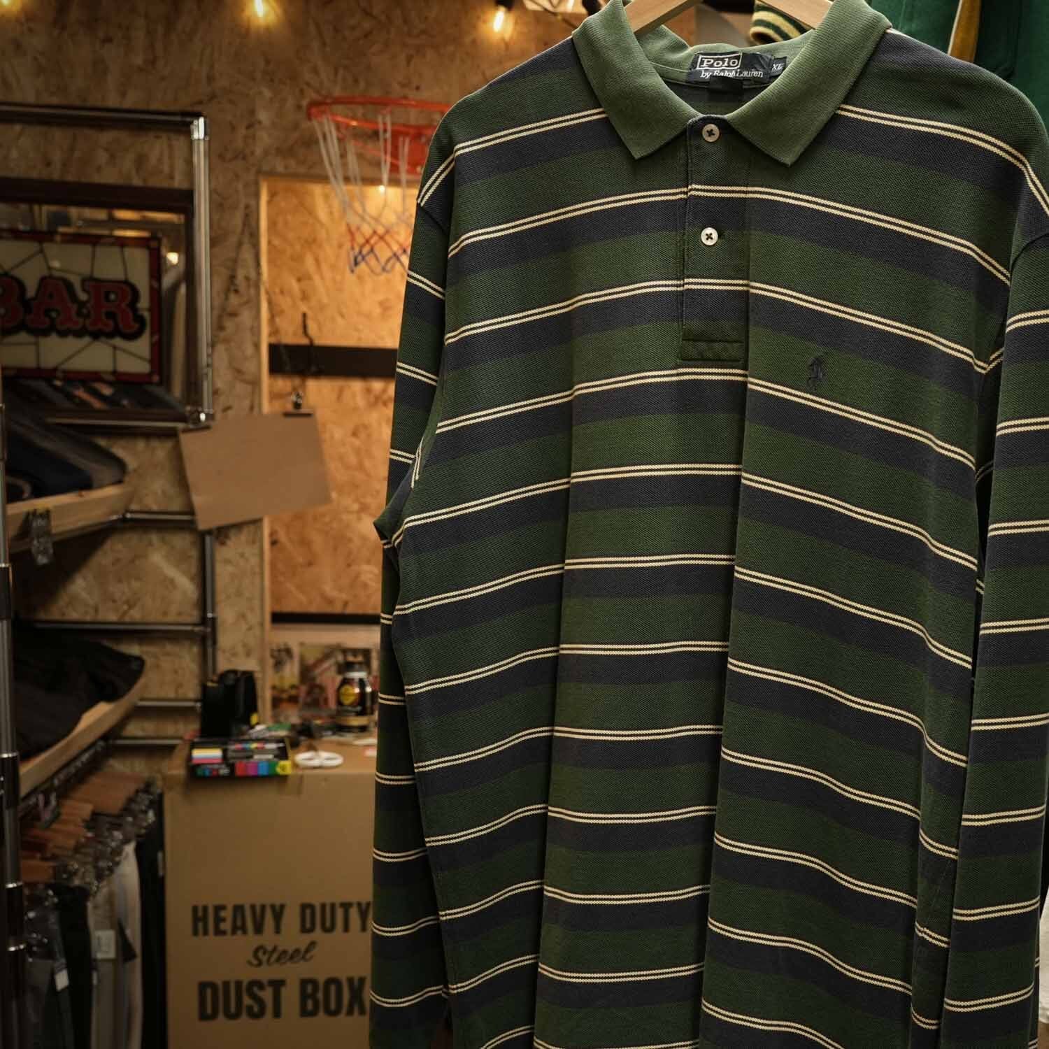 Polo by Ralph Lauren 90s〜00s ボーダー ラガーシャツ XL コットン