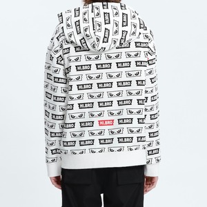 SALE 送料無料【HIPANDA ハイパンダ】メンズ フーディー スウェット MEN'S BRO PRINT BIG SIZE HOODIE SWEAT SHIRT / WHITE・BLACK