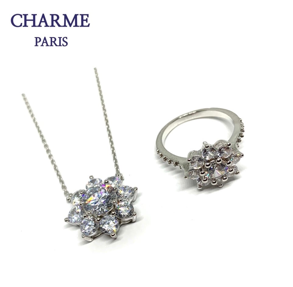 white gold cz diamond sunflower series