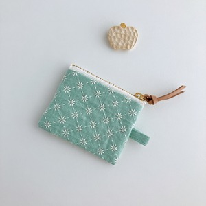 刺し子のミニミニポーチ8㎝(クリームミント)リネン