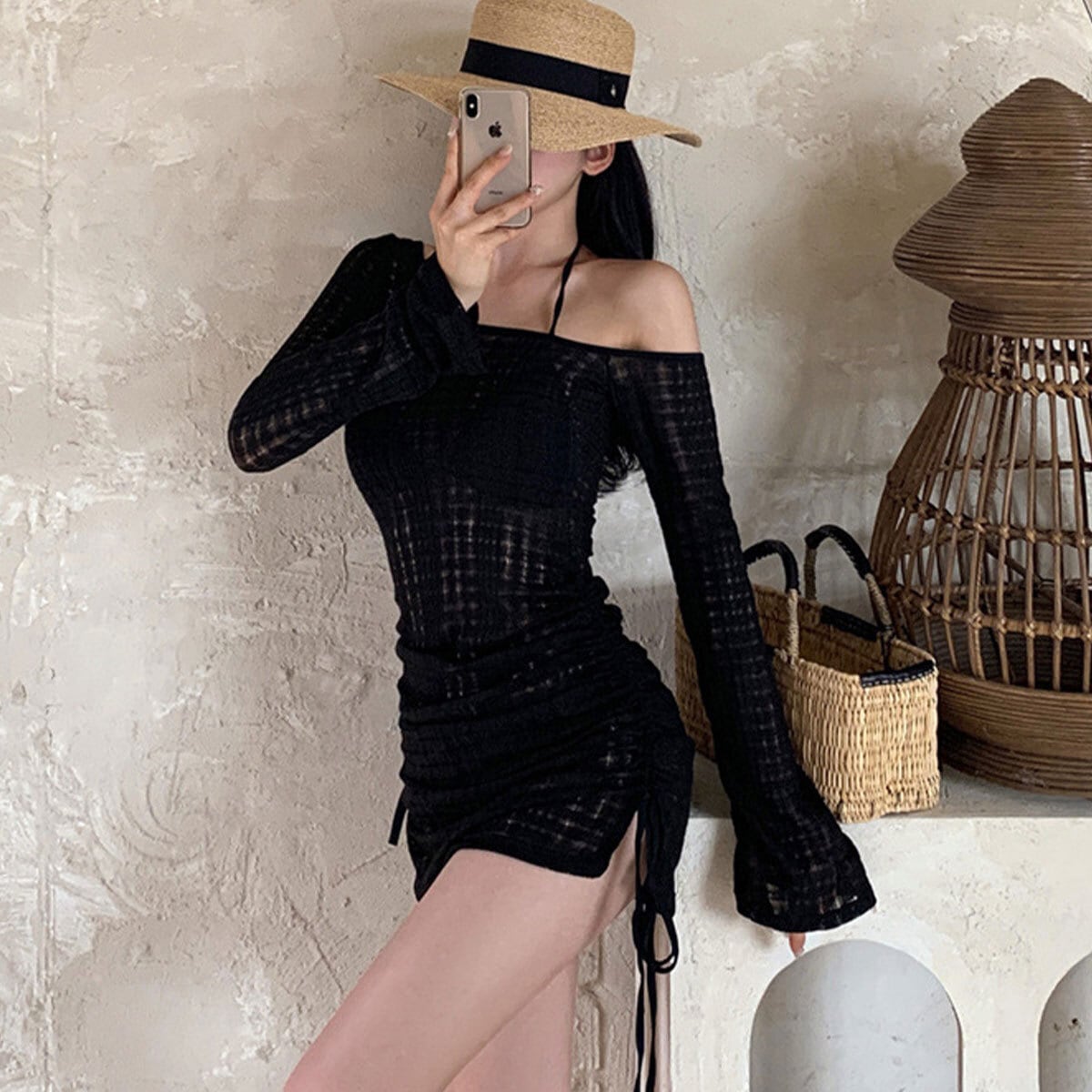 ビキニ 水着 3点セット シアートップス付き レディース 夏 韓国 大人 かわいい きれいめ おしゃれ 海水浴 プール ビーチ リゾート 体型カバー シンプル フェミニン 大人可愛い 大人女子