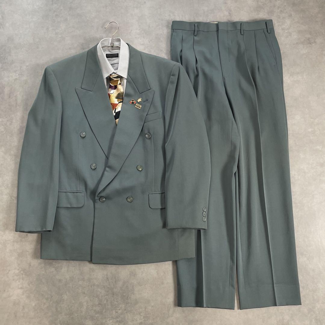 90s vintage スーツ ダブル セットアップ ピンズ vol.28 緑色