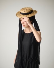 【Joëlle】Dot tulle canotier/ドットチュールハット