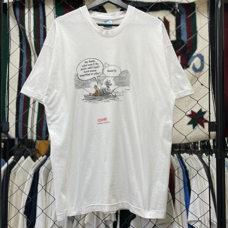 90s USA製 デザイン系 半袖Tシャツ イラスト シングルステッチ XL 古着