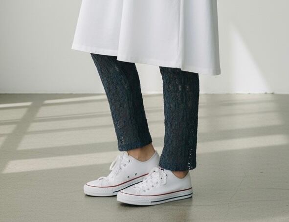 H.A.K|ストレッチラッセルレースレギンスパンツ(足元のアクセント)