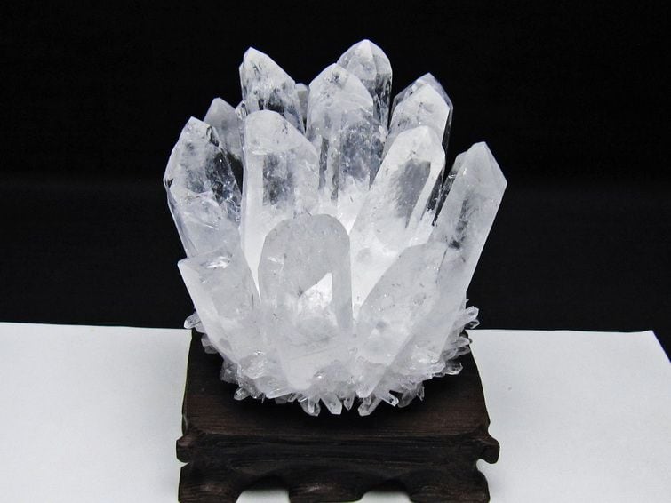 水晶クラスター 原石 2点セット 台座付 水晶 クラスター 水晶 原石 台座付属 一点物 182-8608 | 天然石