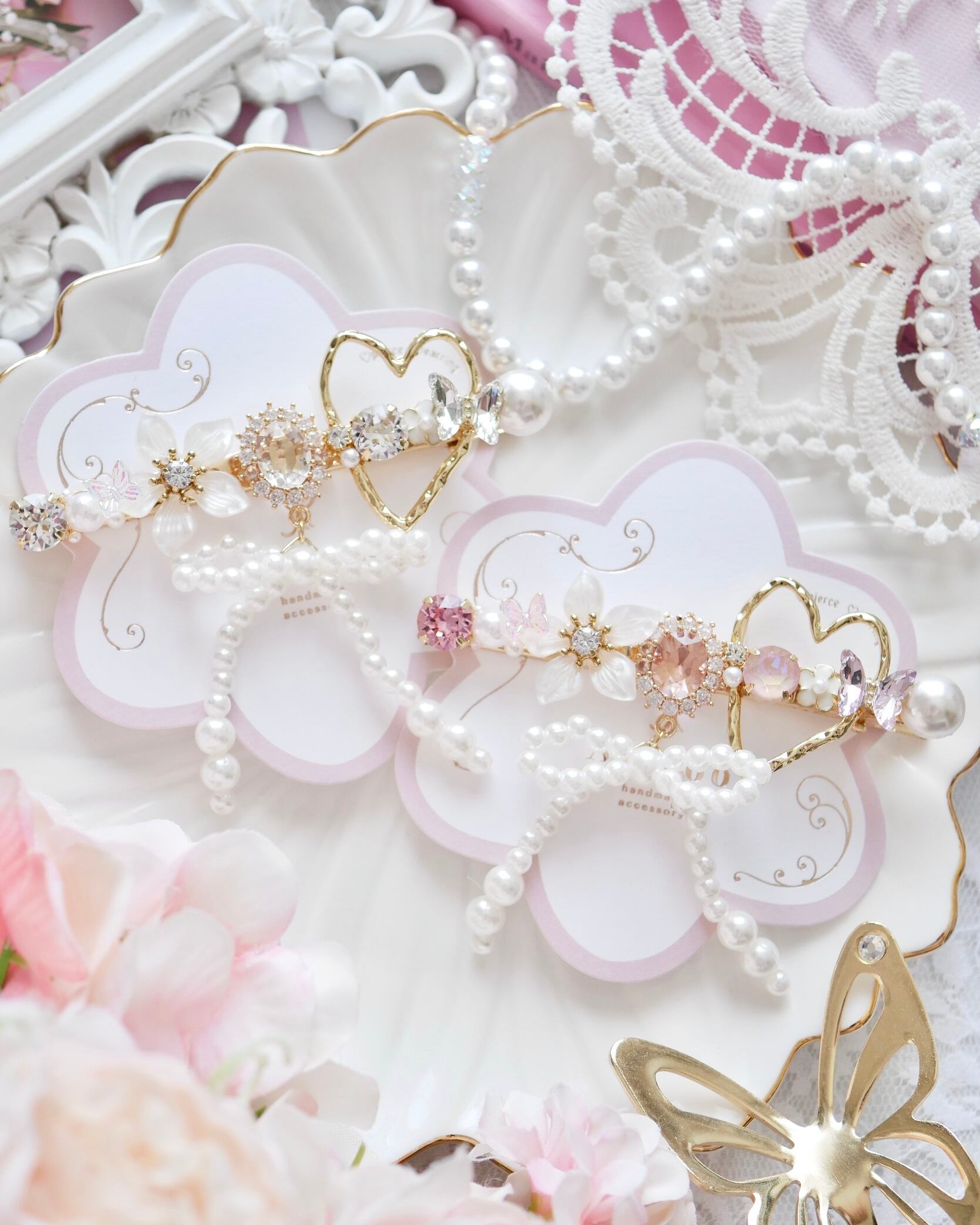 【オーダー♡ハートのさくらんぼ 11a-11c】ヘアクリップ オーダー♡ハートのさくらんぼ 11a-11c】ヘアクリップ オーダー