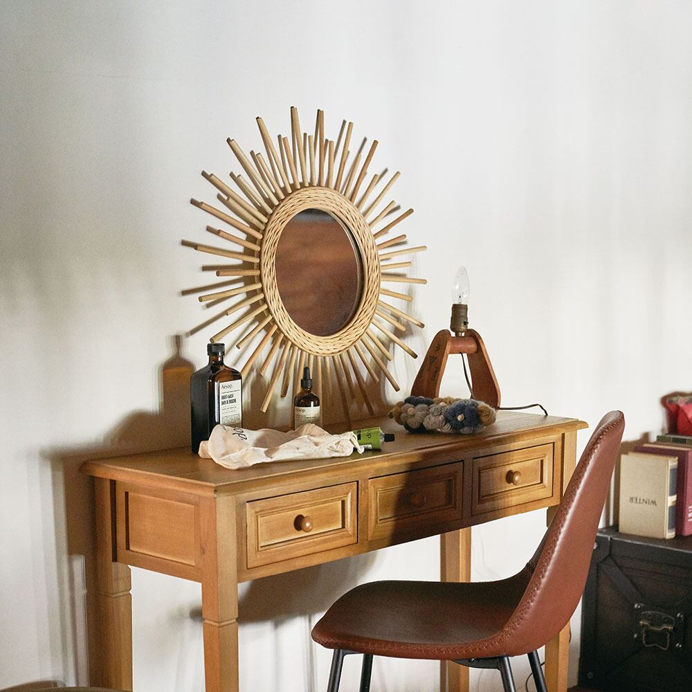 ミラー 鏡 ウォールミラー 壁掛け 立て掛け ラタン リビング 玄関 | FIGARO