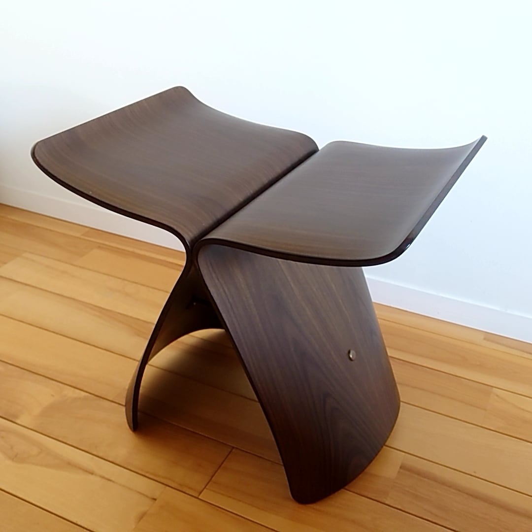 天童木工 柳宗理 バタフライスツール 純正クッション付 ローズウッド