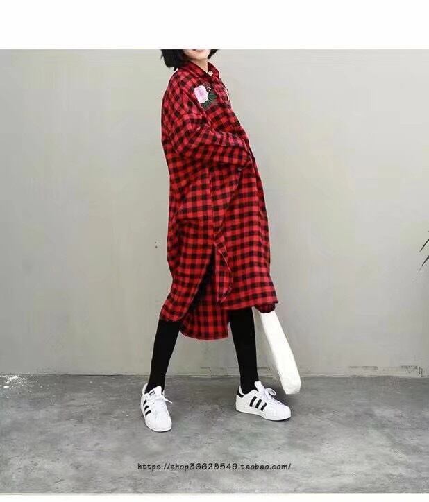 チェックロングシャツ