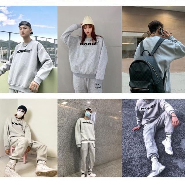 予約販売】メンズ セットアップ スエット 上下 グレーシンプル 胸ロゴ