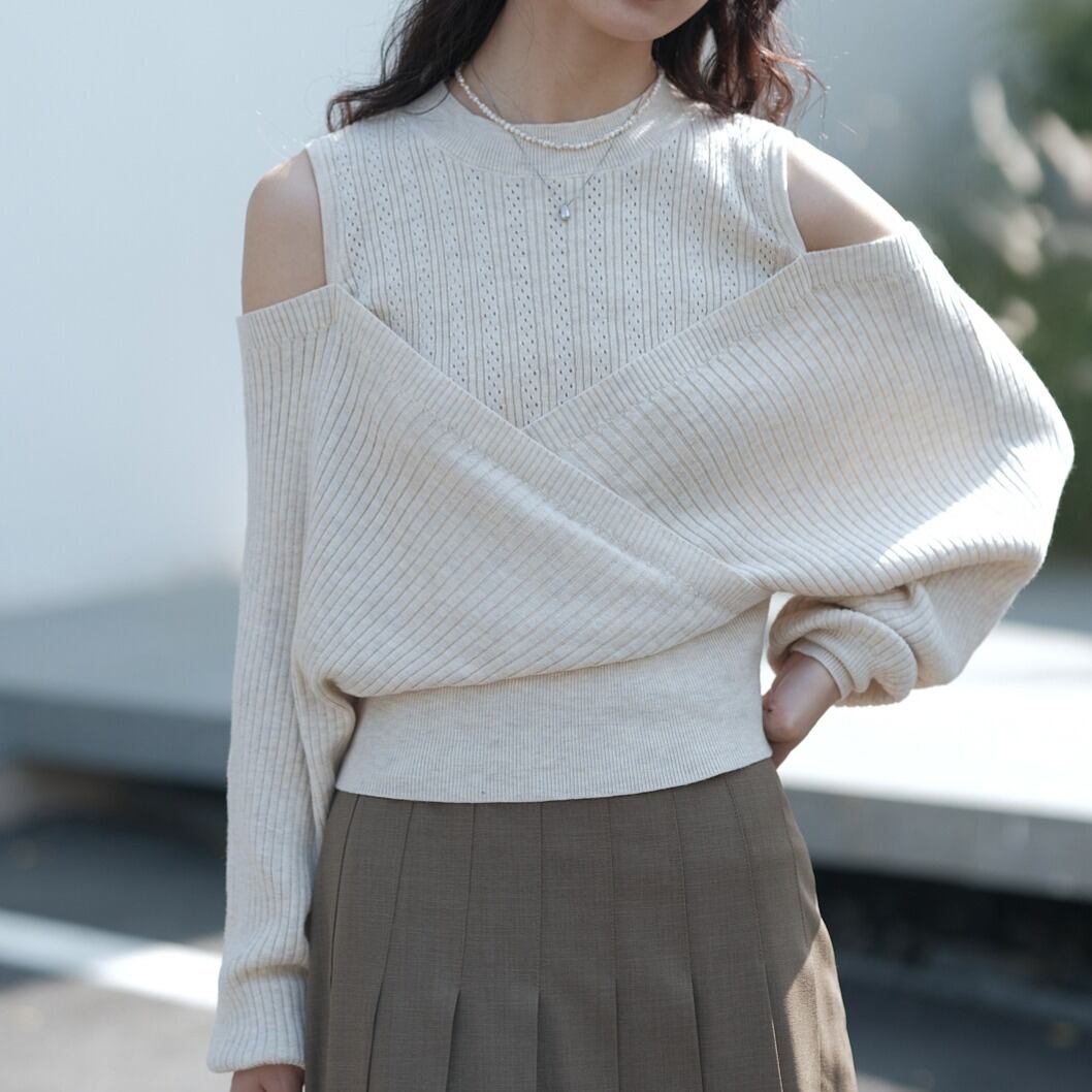 クロスデザイン オフショルダートップス A0265