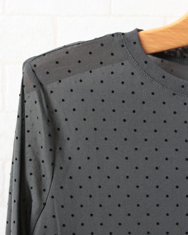 【hunch】パワーネット フロッキードットプリント クルーネックトップス　(260866)