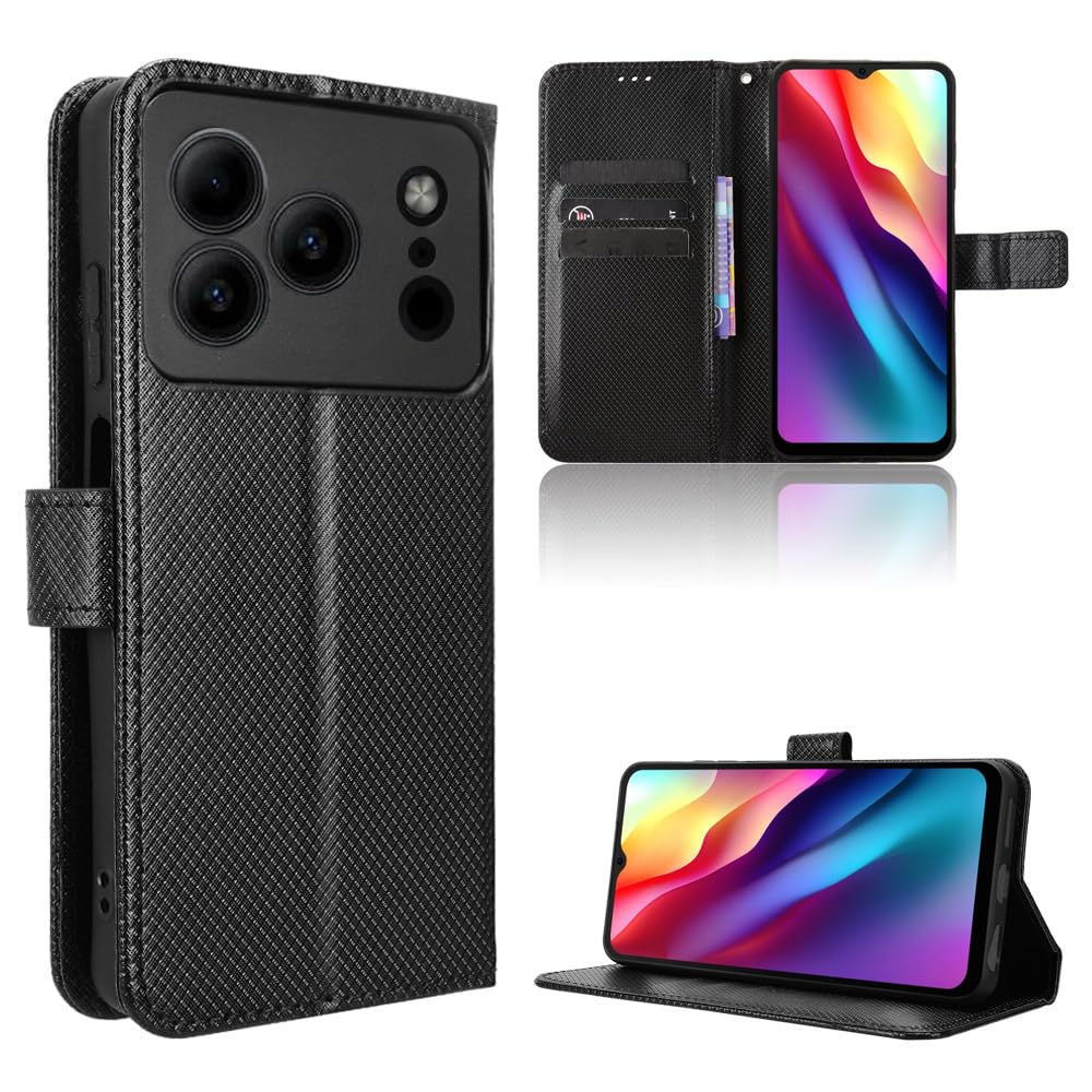 For DOOGEE Note56/Note56 Pro/Note56 Plus ケース 手帳型【BAOLINTX】高級PUレザー 携帯ケース 耐衝撃 軽量 薄型 カード収納 横置き機能 対応 指紋防止 カバー マグネット 全面保護 DOOGEE Note56/Note56 Pro/Note56 Plus 保護ケース (ブラック)
