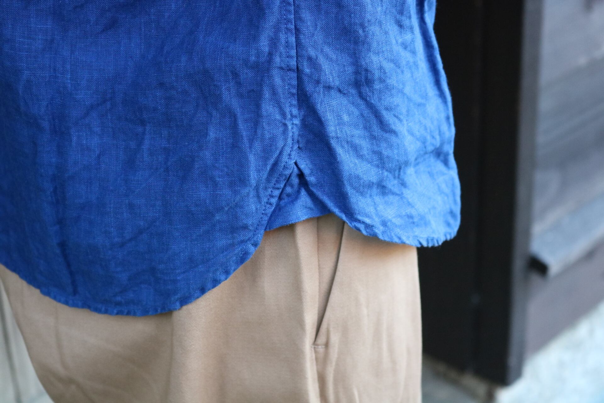 宝島染工 切替シャツ リネン Blue | Zakka so-la