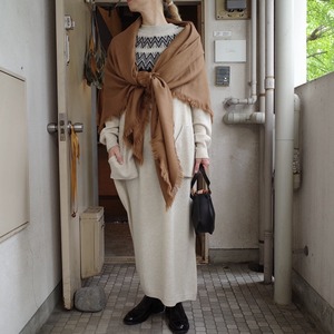 unfil(アンフィル) geelong rambs & mohair silk jaquard-knit dress