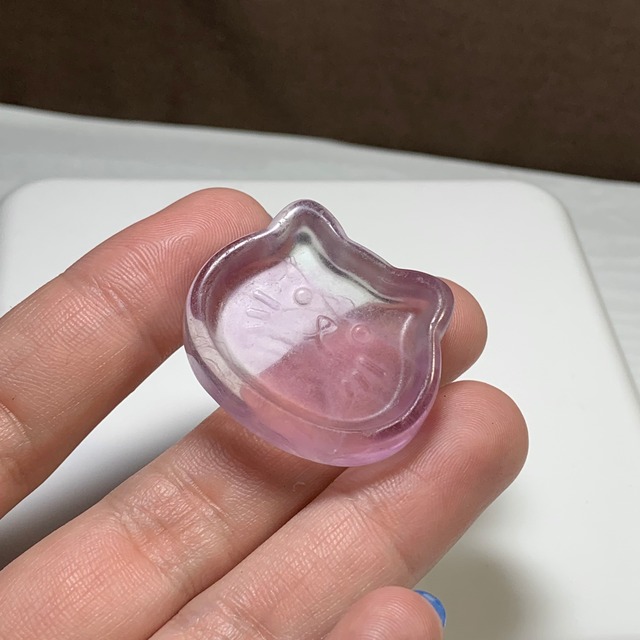 22.可愛い猫顔☆フローライト猫皿