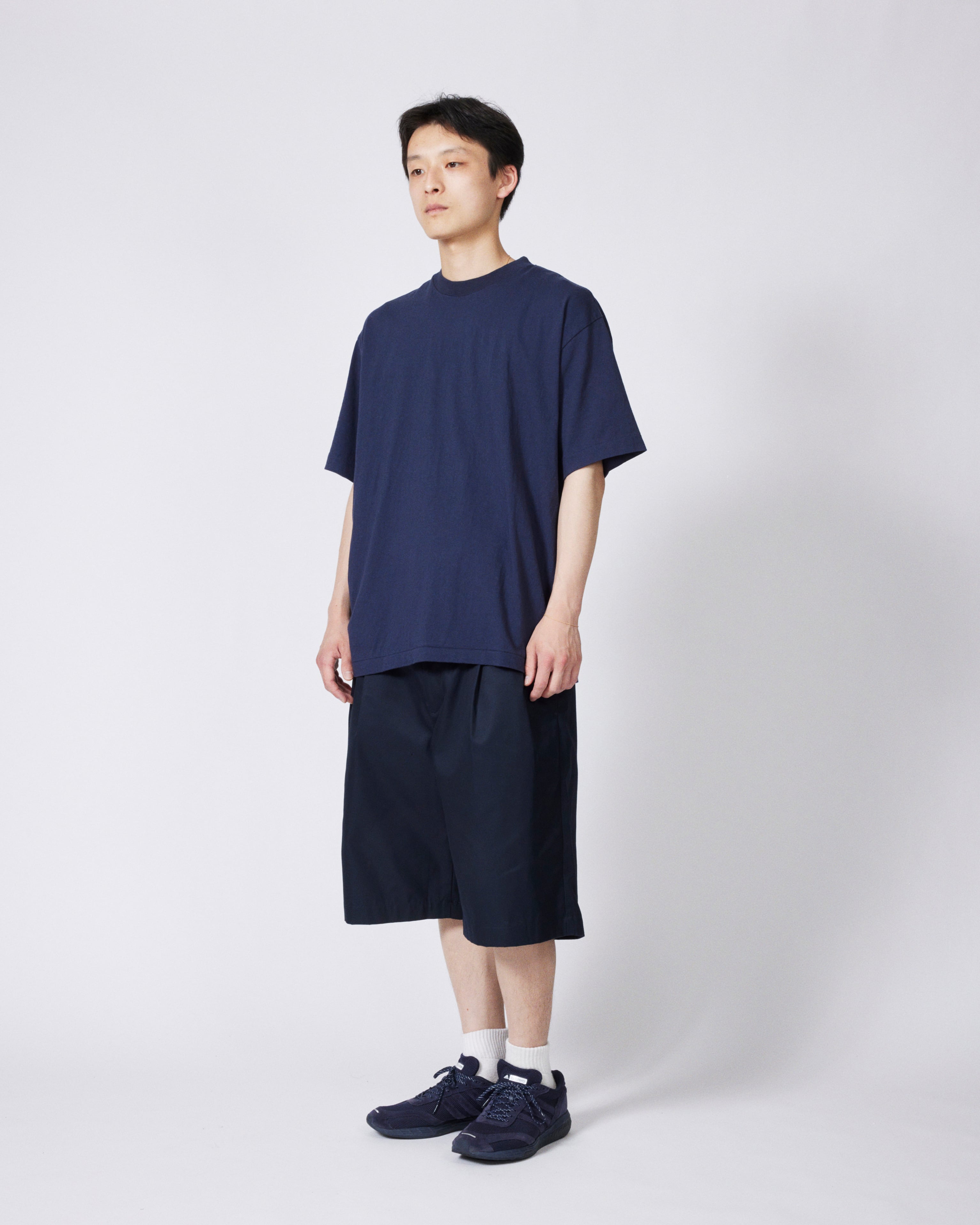 everyone two tuck cotton wide short pants (D.NAVY) | everyone