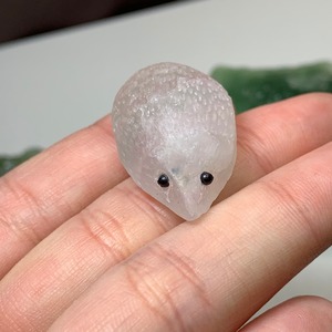 濃いグリーンフローライト原石クラスター×フローライトハリネズミ