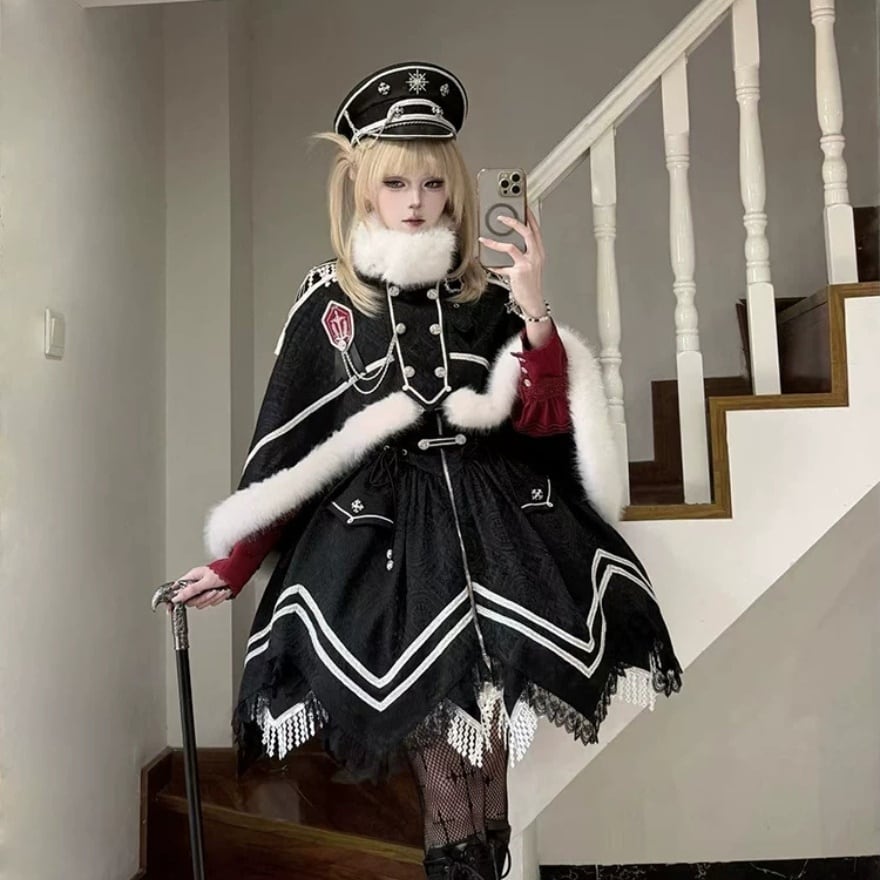 銀星の黒騎士 チェーンブレード装飾の軍服ロリータ軍帽 | サブカル系