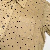 BLACK PIA ブラックピア デザイン 総柄 半袖 ポロシャツ サイズ L /メンズ/ベージュ×ブラウン/薄手