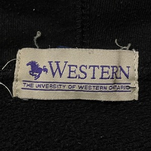 【WESTERN】カレッジ スウェット パーカー フーディ Western Mustangs ウエスタン大学 アーチロゴ 刺繍ロゴ XL US古着