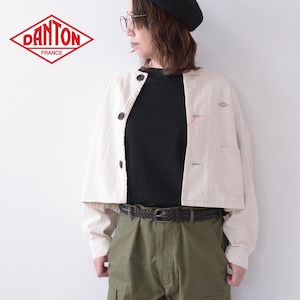 DANTON [ダントン] W KATSURAGI COLLARLESS SHORT JACKET [DT-A0480MHT] カツラギカラーレスショートジャケット・ノーカラージャケット・ショートジャケット・カツラギ生地・LADY'S [2024SS]