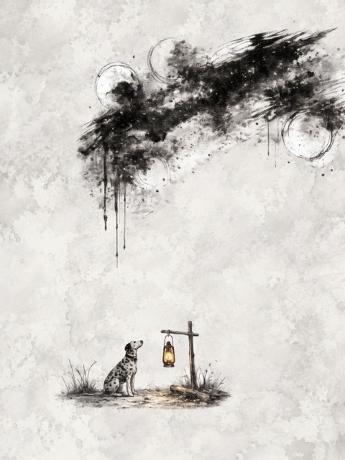 Dalmetian | 5400×7200px・600dpi・約50MB 高解像度PNG｜Digital Download Ink Wash Digital Art【デジタルダウンロード】夜空シリーズアート