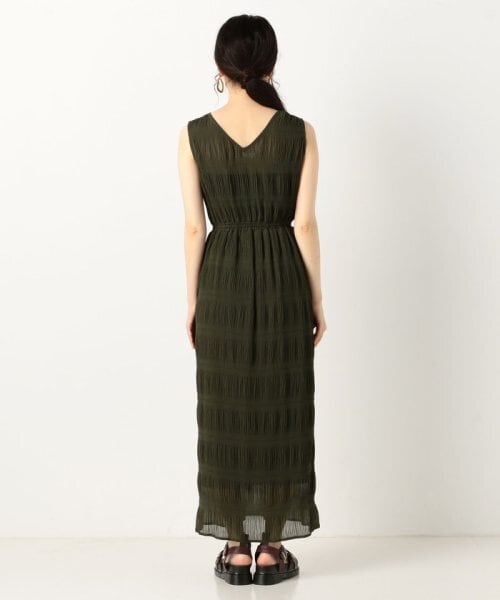 kasha Vネック ノースリーブ プリーツ マキシワンピース 10色 宅配便配送