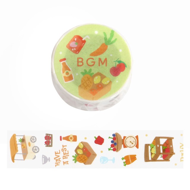 BGM　箔押し　今日も営業中・マーケット　30mmマステ　BG09