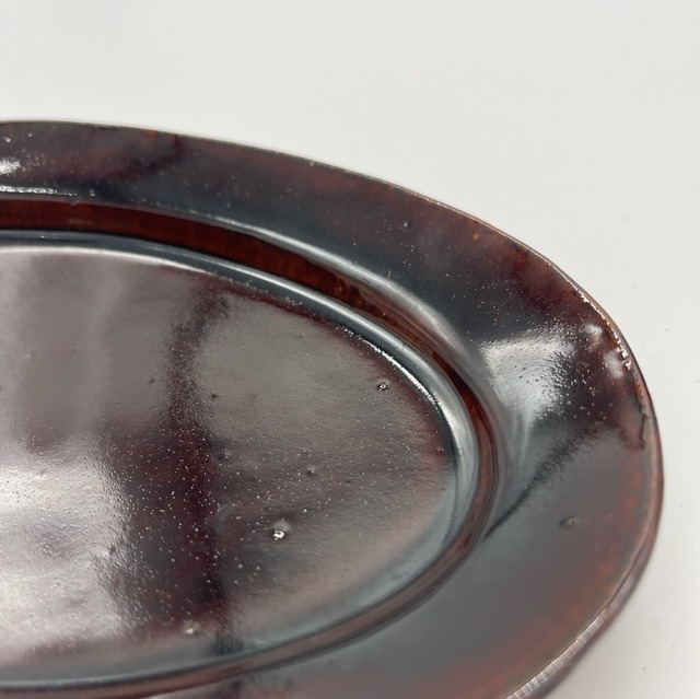 『宇田康介』オーバル皿(中)　飴釉　2111101111057