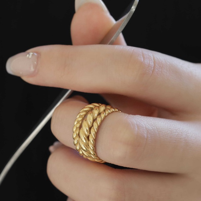 316L rope ring   #r71 *