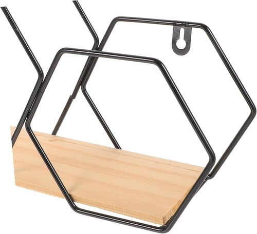 インテリア 壁掛け 壁掛け収納 ウォールシェルフ 六角形 ラウンド スクエア シンプル 小物収納 模様替え おしゃれ ラック 小物  ブラック