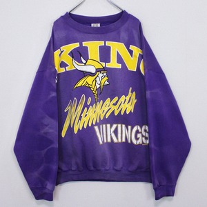 【Caka act2】"NFL" "VIKINGS" Purple × Yellow Loose Sweat Shirt