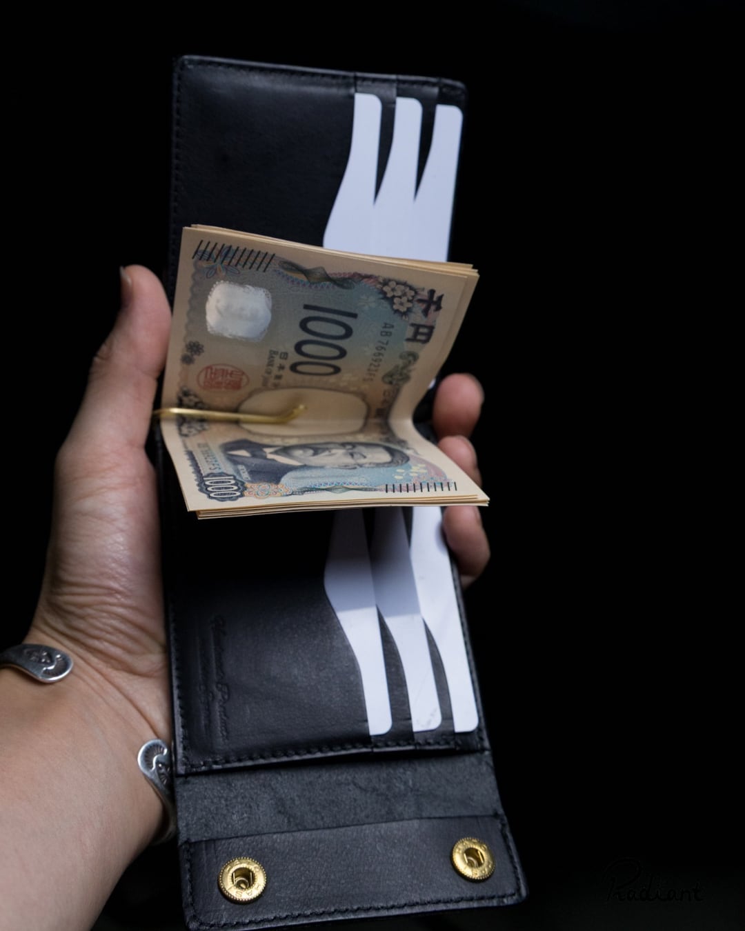 money clip / RW-09 【All-BLACK】 | radiant leatherworks
