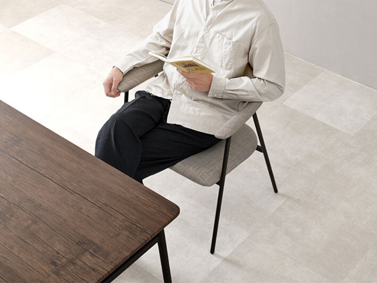 アームチェア グレー スチール脚・画像5