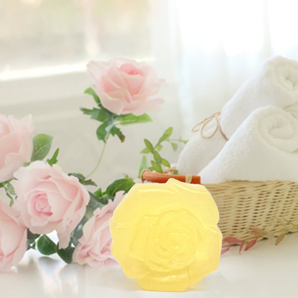 オリーブ釜焚き石鹸・無添加」80g（生石けん）バラの形1個 | PRIME