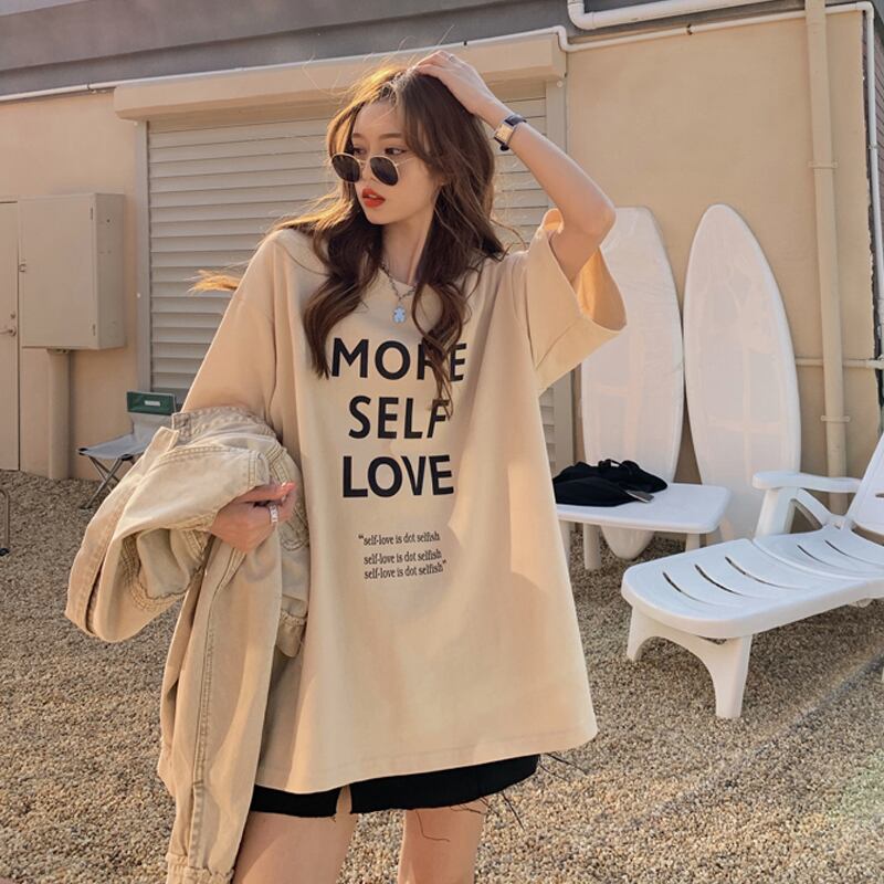 Tシャツ ルーズサマーレッドスタイル 夏物 試着室16751940284