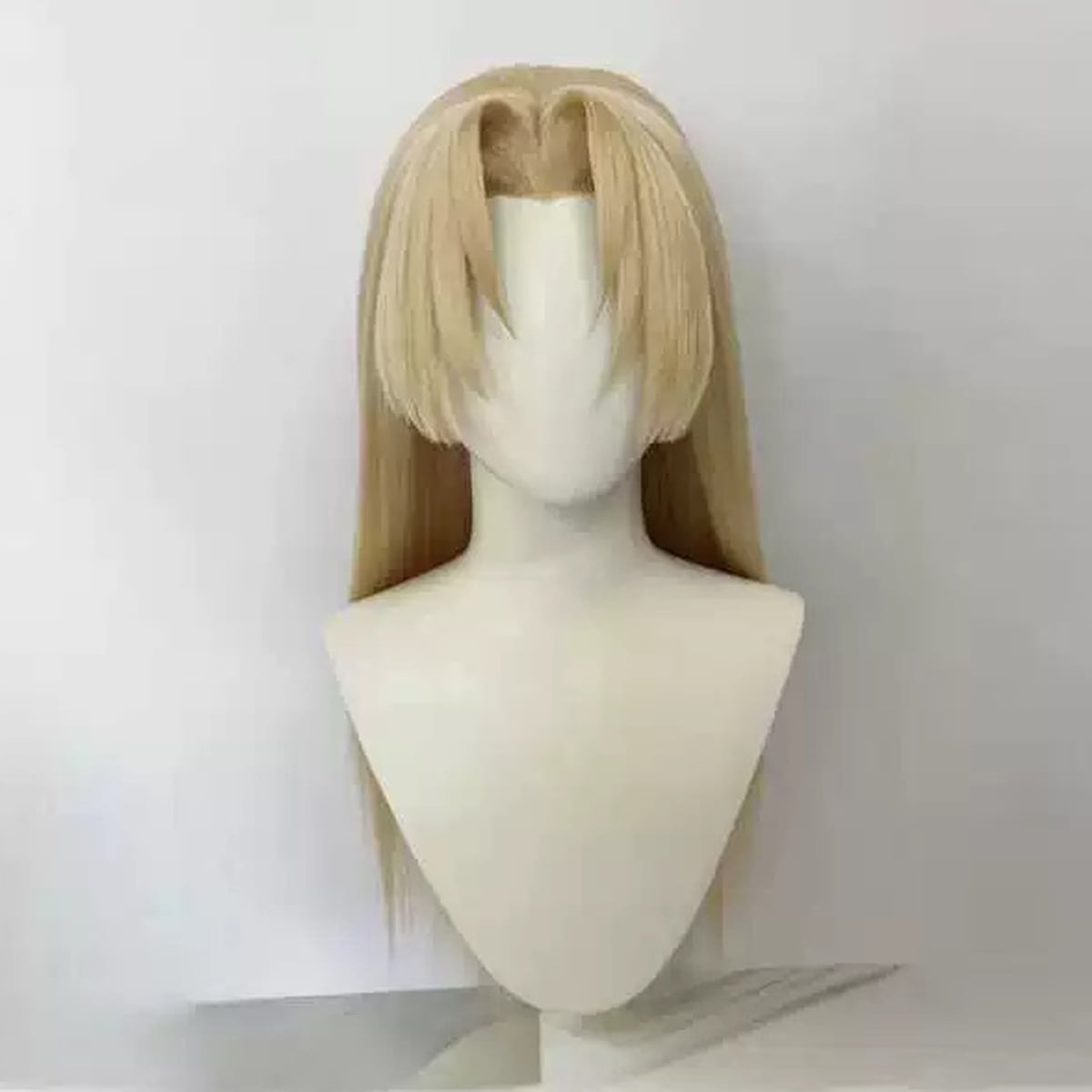 コスプレ耐熱ウィッグ オーダー 造形ウィッグ ライトゴールド 前髪貼り
