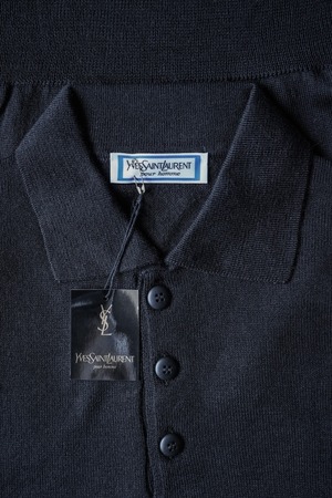 【DEAD-STOCK】90's "Yves Saint Laurent" knit Polo Shirt (Size:2)