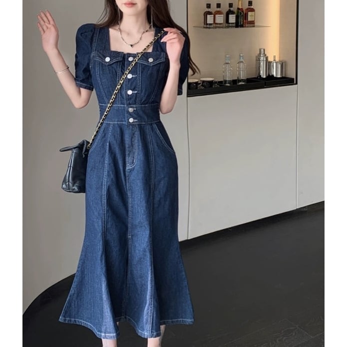 MARNI デニムワンピース イタリア製 関税込み スクエアマーメイドデニムワンピース 2color 00536 | Vitoir