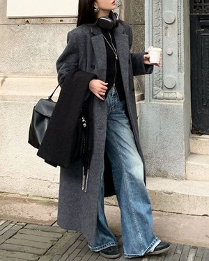 ミニマルウールロングコート 3color A0765